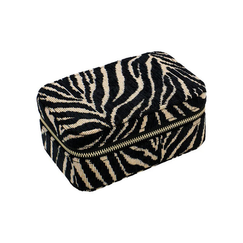 Pico Copenhagen Large Trinket Jewelry Box i Black Zebra-mønster – smykkeskrin i tekstil