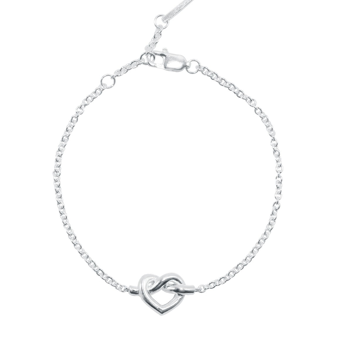 Jane Kønig Tied Heart armbånd i sterlingsølv med flettet hjerte