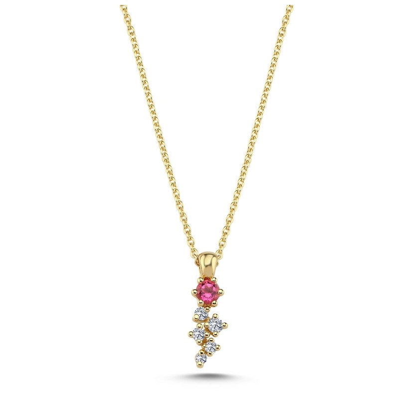 Nuran Twinkle vedhæng i 14 kt. guld med pink turmalin og diamanter