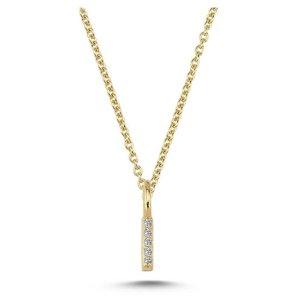 Nuran bogstavvedhæng i 14 kt guld med pavé-diamanter, detalje af kæde