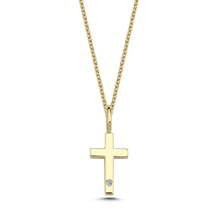 Nuran bogstav vedhæng i 14 kt guld med diamant – nærbillede af fatning