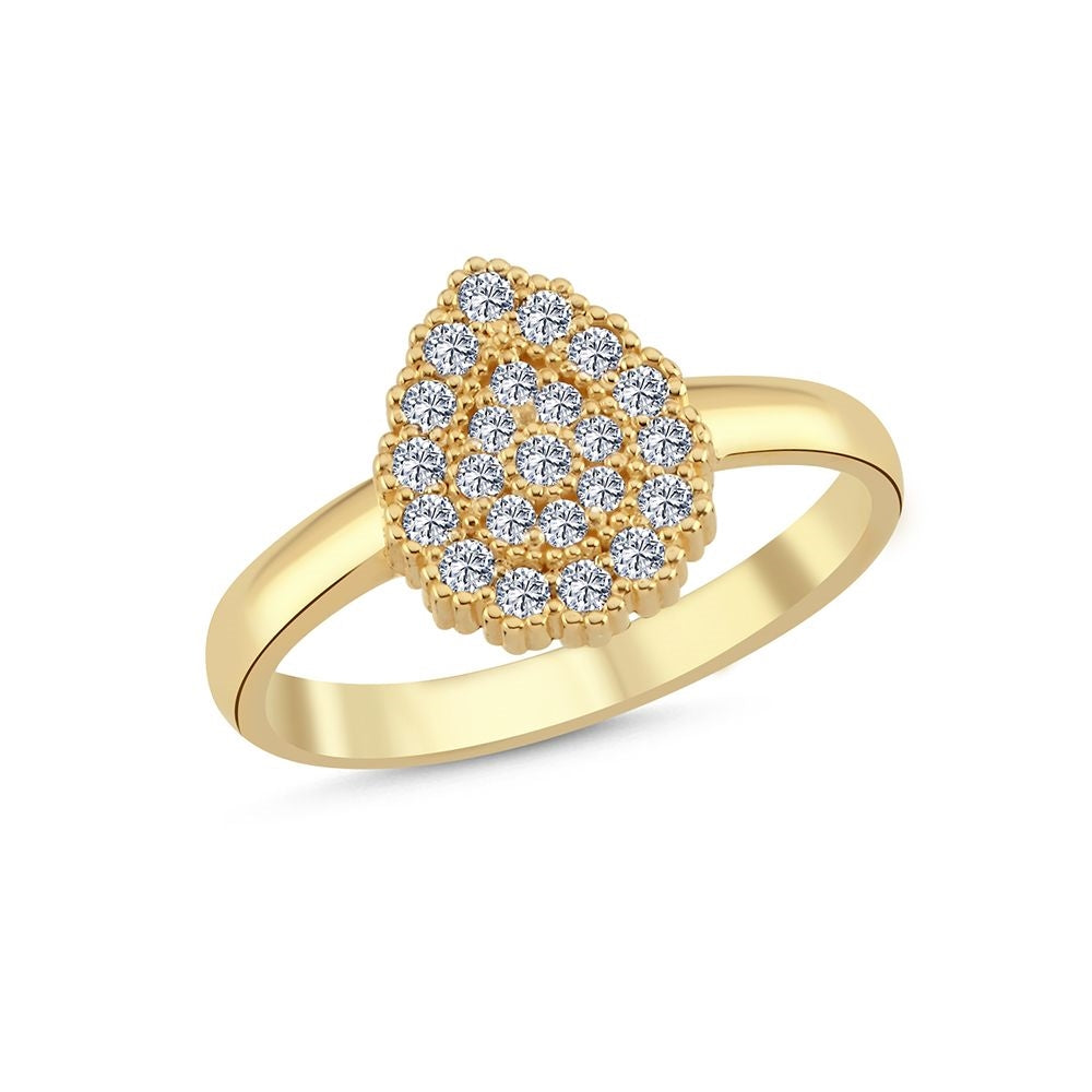 Nuran Athene guldring i 14 karat med 23 brillantslebne diamanter på i alt 0,31 ct i spids roset
