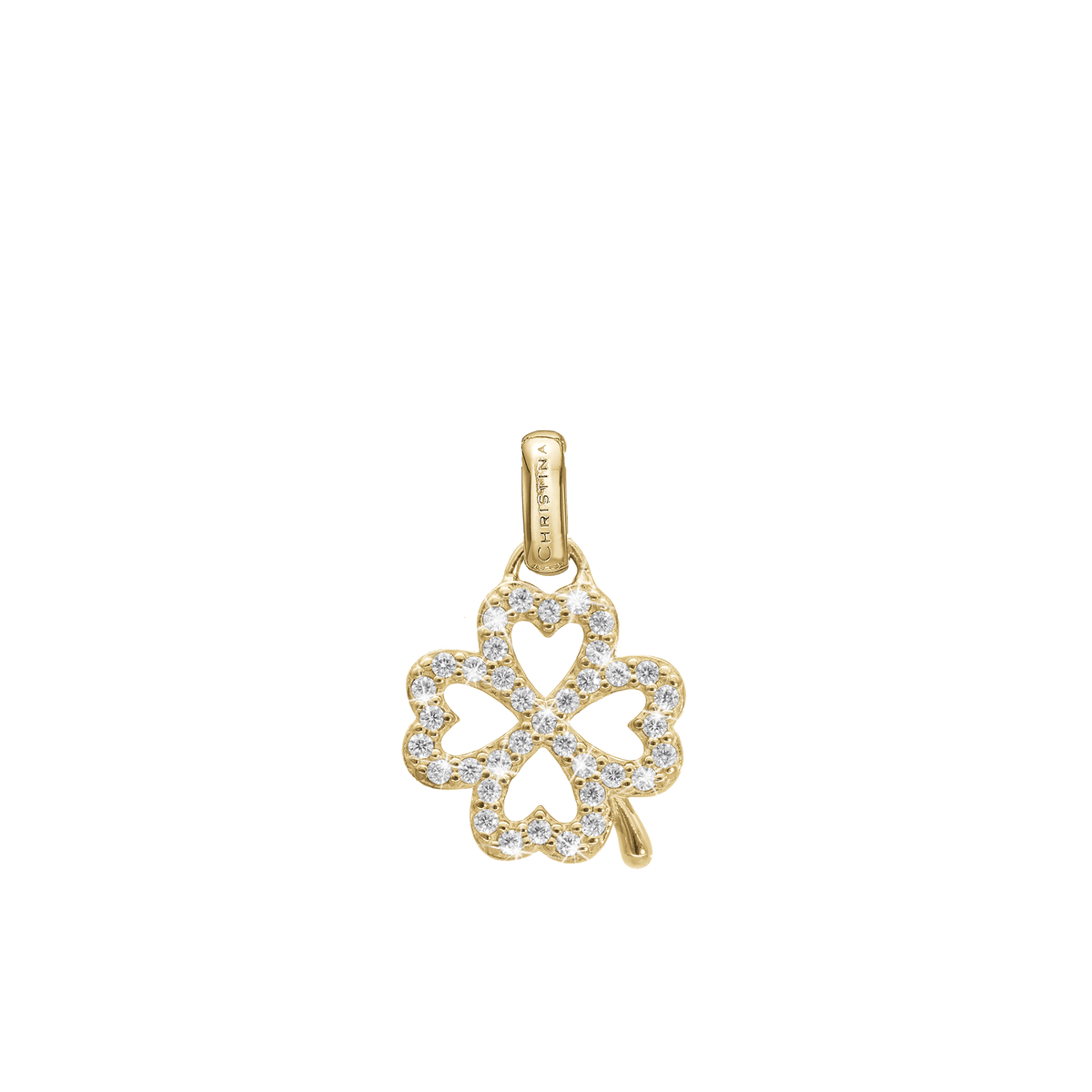 Christina Shimmery Clover vedhæng i forgyldt sølv med zirkonia 14 mm