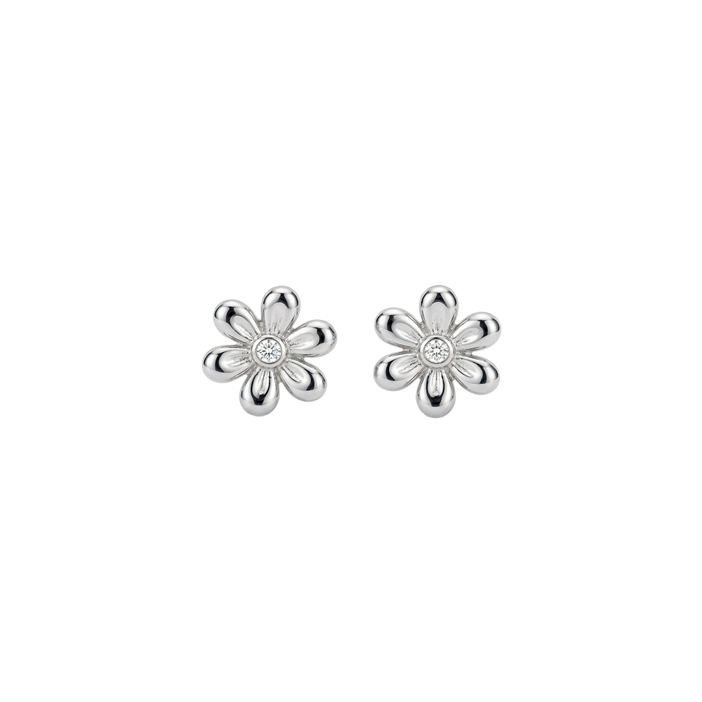 Christina Flower øreringe i sølv med zirkonia 8 mm