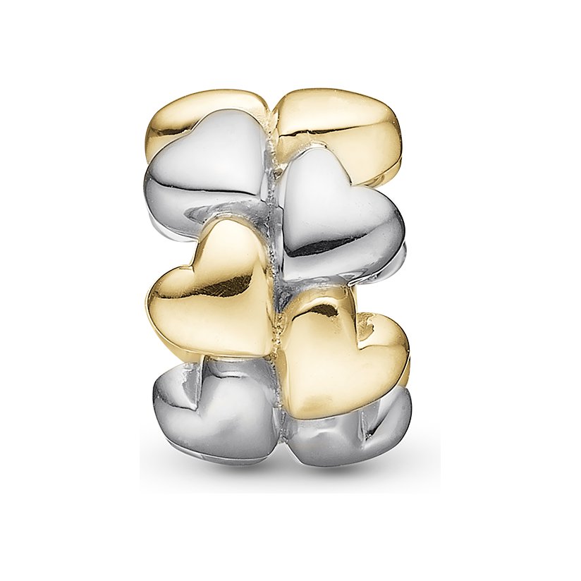 Christina Hearts & Love charm i bicolor sølv til læderarmbånd