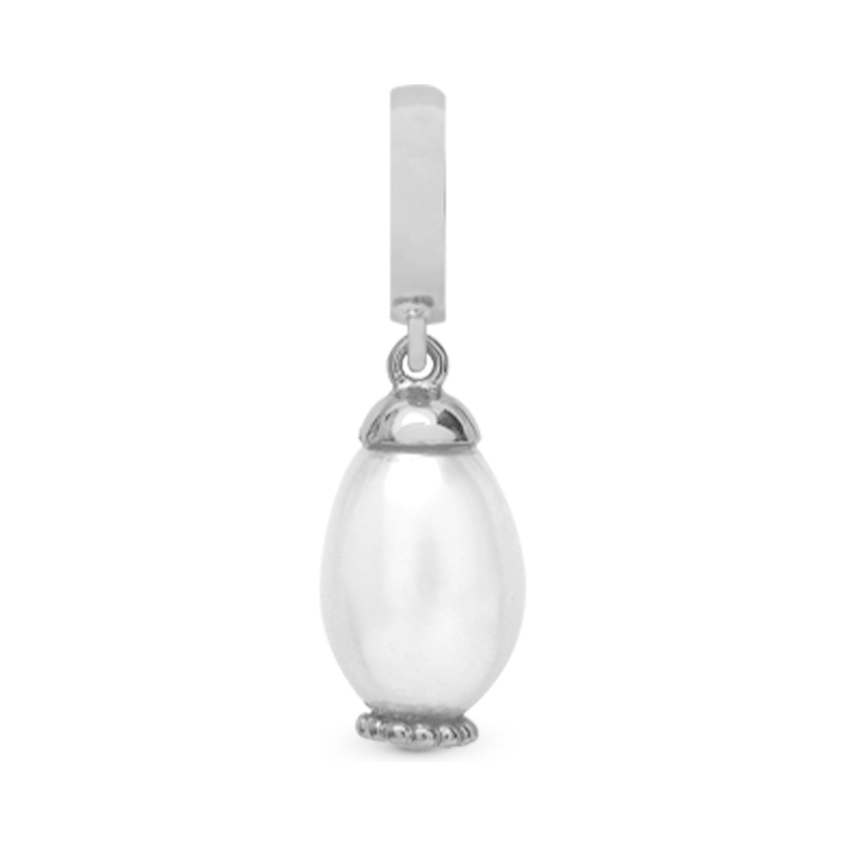 Christina Pearl Drop White charm i sølv med perler til læderarmbånd