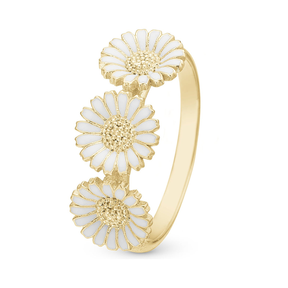 Christina Triple Marguerit ring i forgyldt sølv 8 mm