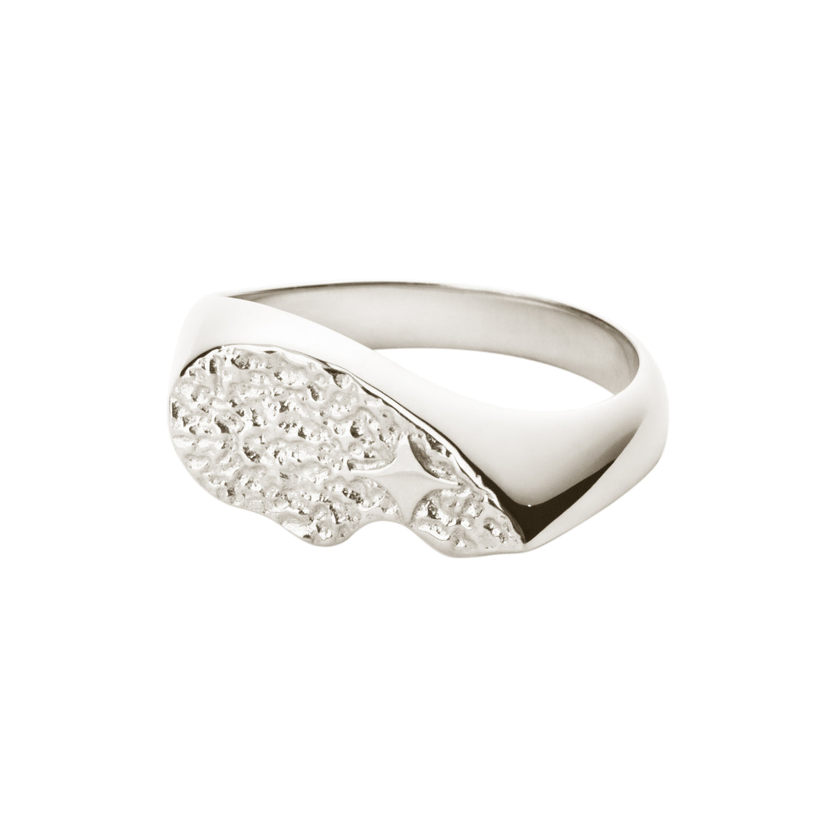 Camille Brinch Textured BFF Sparkly Ring i 925 sterlingsølv med mat overflade og zirkonia sten