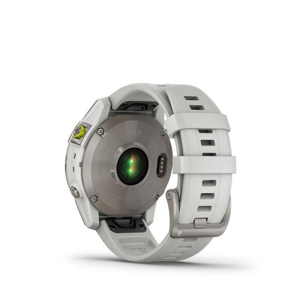 GARMIN Epix Sapphire Gen 2 smartwatch i hvid titanium med safirkrystal – nærbillede af detalje