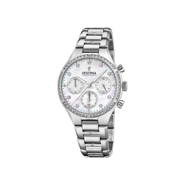 Festina Boyfriend Collection dameur i stål med perlemors skive og kronografer