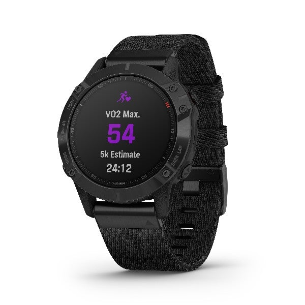 Garmin fenix 6 Pro GPS-multisportsur i sort DLC med safirkrystal – nærbillede af detalje