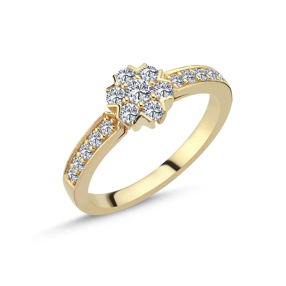 Nuran Fleur diamantring i 14 karat guld med 0,47 ct brillantslebne diamanter i blomsterdesign
