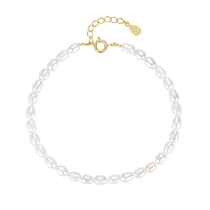 MerlePerle perlearmbånd i forgyldt sølv med ovale barokperler i ferskvandsperler