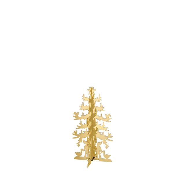 Nordahl Andersen juletræ i 18 kt forgyldt messing – H.C. Andersen papirklip med topstjerne, julenisse og gås, 6 cm
