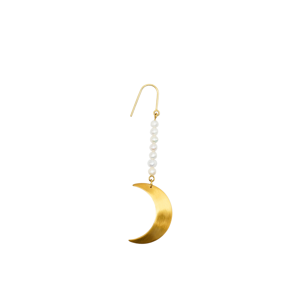 Jane Kønig Half Moon Pearl ørering i forgyldt stål
