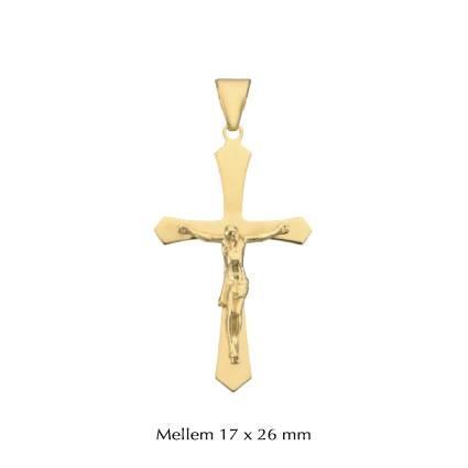 BNH kors vedhæng i guld med Jesus figur – nærbillede af detalje