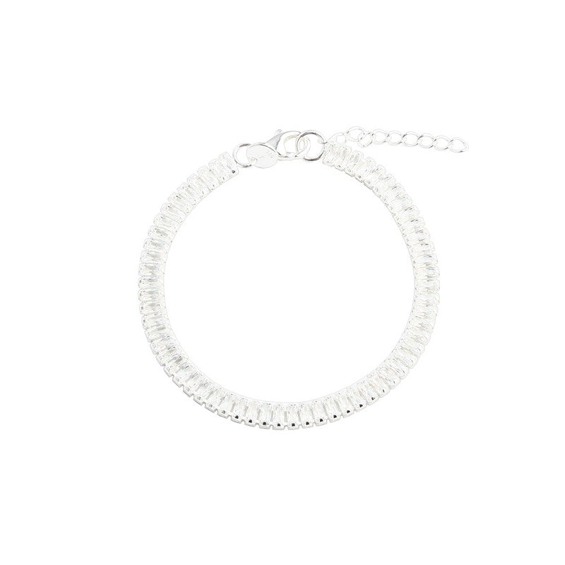Aqua Dulce Philina armbånd i 925 sterlingsølv med baguette-slebne klare zirkonia