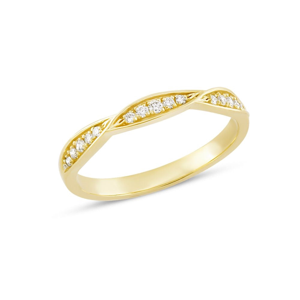 Nuran Lilja leaf ring i 14 karat guld med tre snoninger besat med brillanter på 0,15 ct