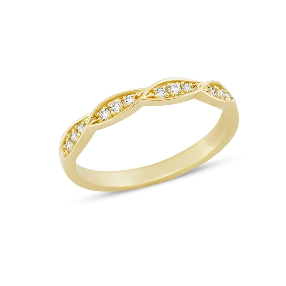 Nuran Lilja Leaf ring i 14 karat guld med 12 brillantslibne diamanter på i alt 0,14 ct
