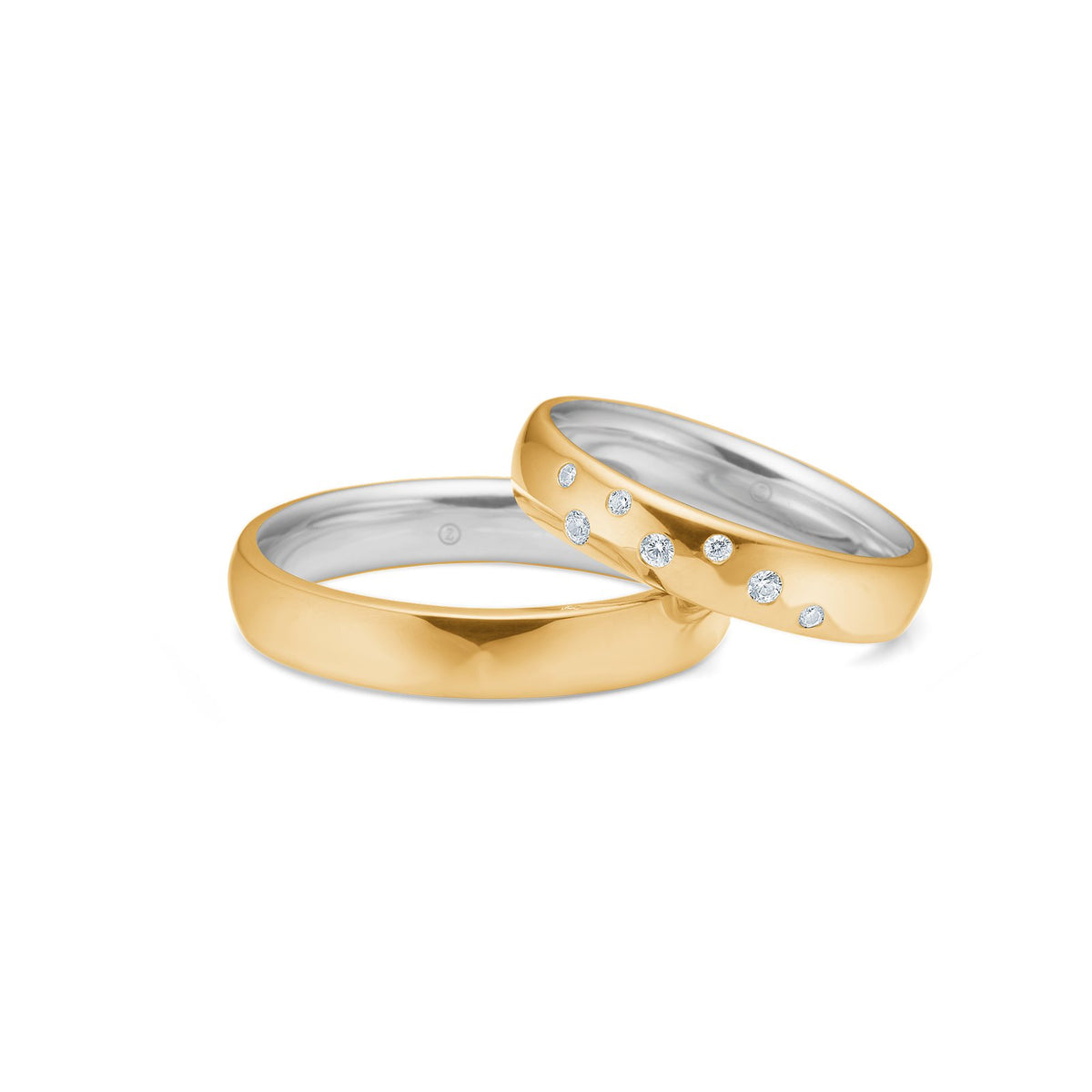 Mads Z vielsesringe 4 mm stjernedrys i 14 kt. guld med sølvkerne, damering og herrering