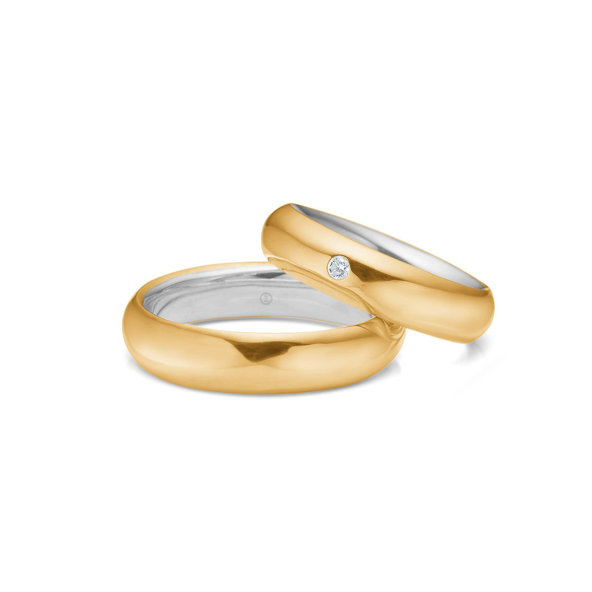 Mads Z vielsesringe 5 mm med diamant i 14 kt. guld med sølvkerne, damering og herrering