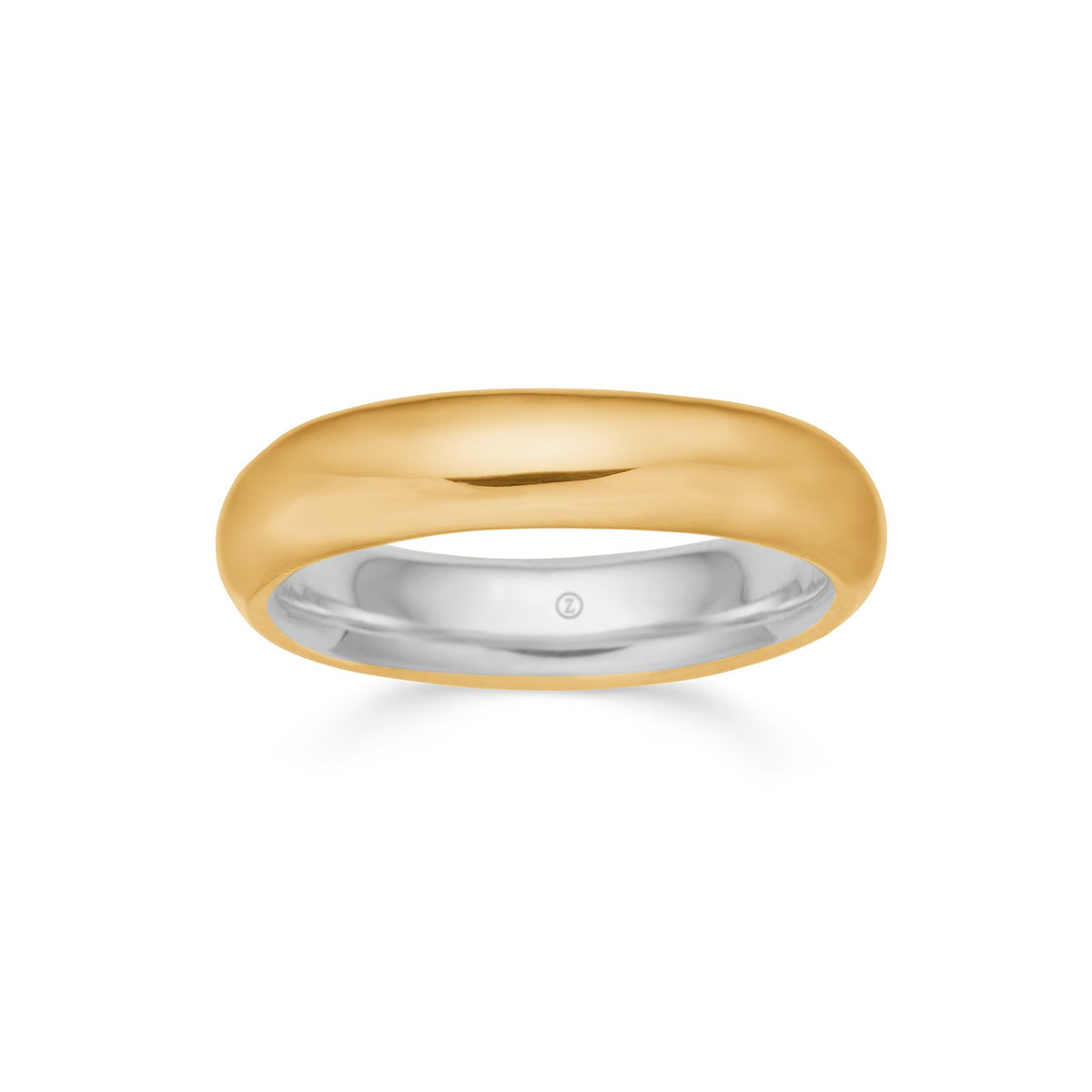 Mads Z glat herrering 5 mm i 8 kt. guld med sølvkerne, til sættet med én diamant