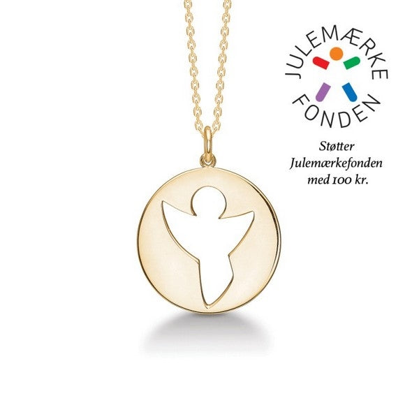 Mads Z Me & My Angel halskæde i forgyldt sølv – nærbillede af engel-amulet