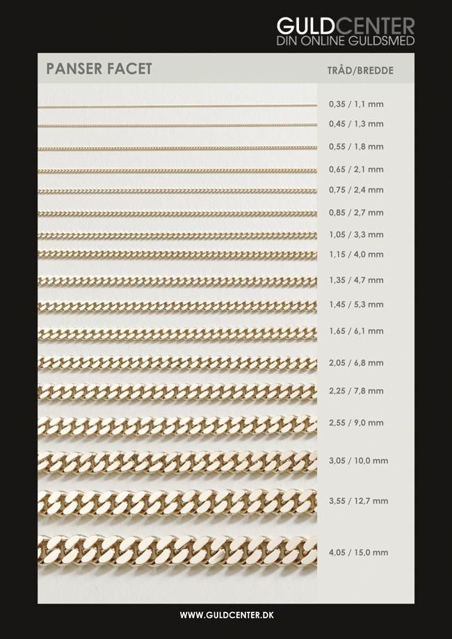 BNH panser facet armbånd i 8 karat guld – mod hvid baggrund