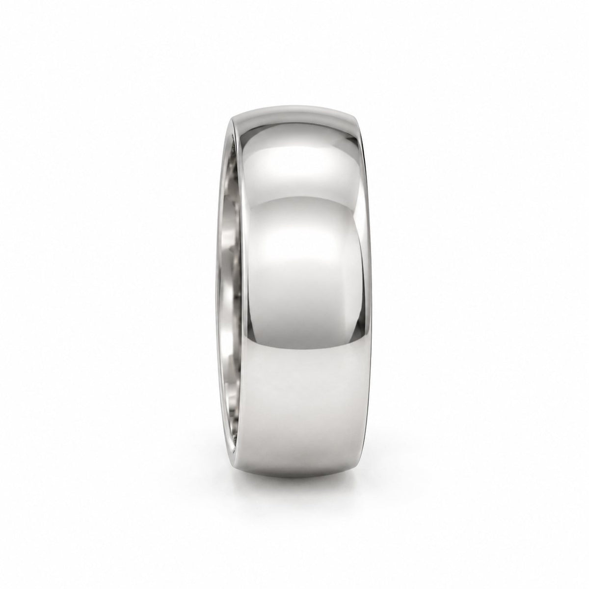 Rico's glatte ring i 8 mm rustfrit stål med afrundet profil på hvid baggrund