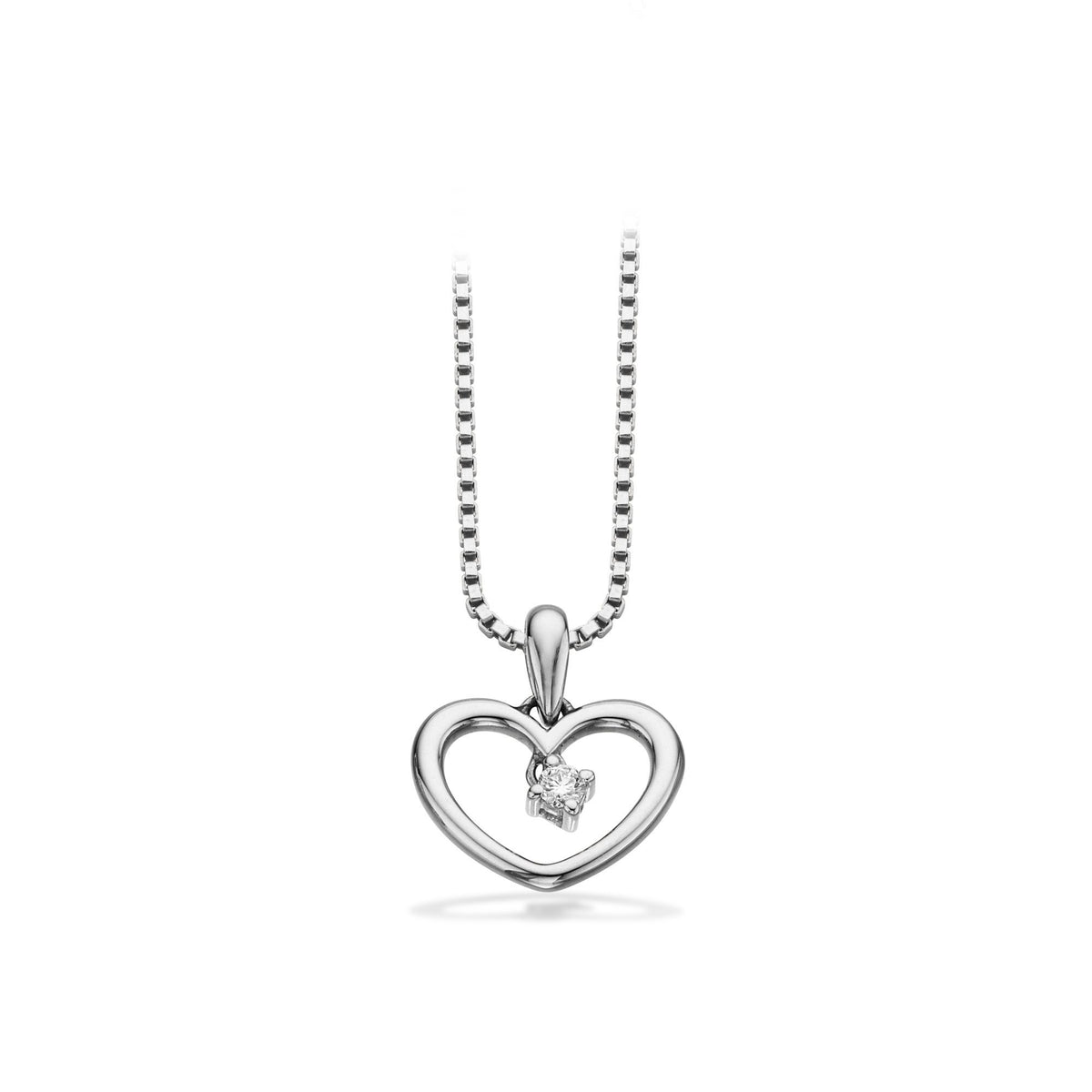Scrouples Hjertevedhæng 14 kt hvidguld m. 0,03ct incl kæde