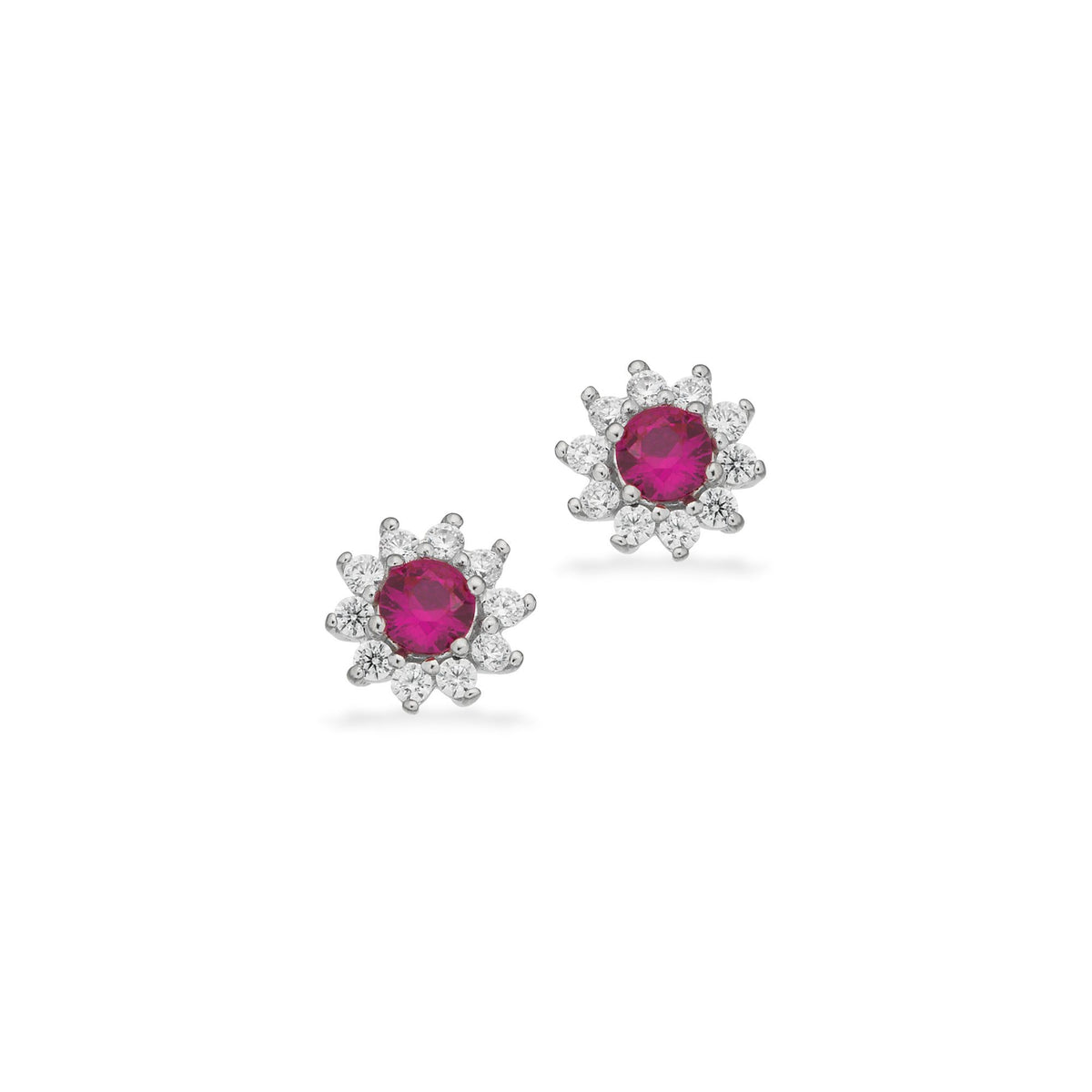 Scrouples Ørestikker i sølv med roset af pink og hvide zirkonia