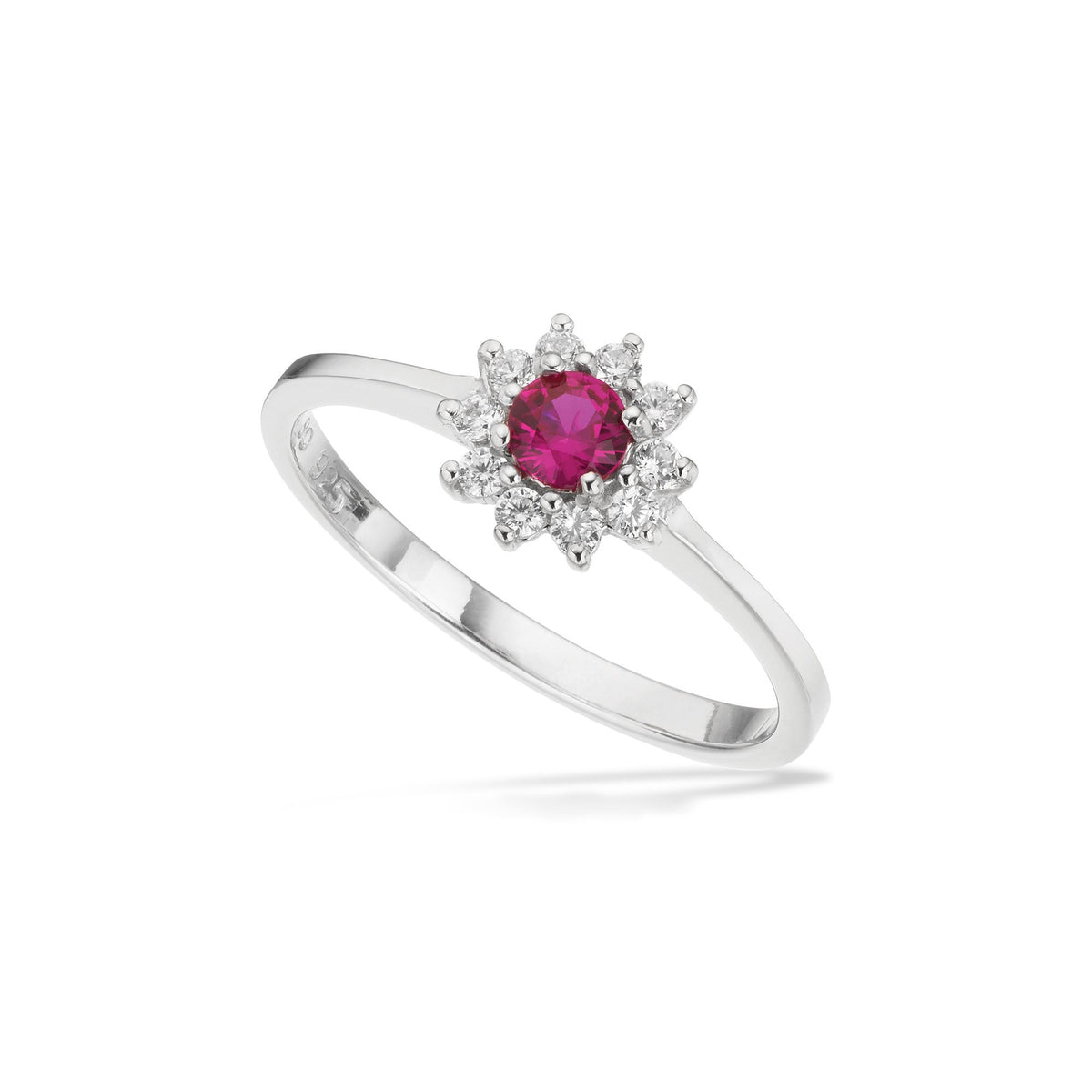 Scrouples Ring i sølv med roset af pink og hvide zirkonia