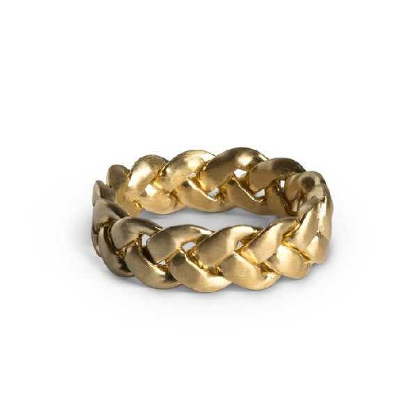 Jane Kønig Braided Big ring i mat forgyldt sølv med flettet design