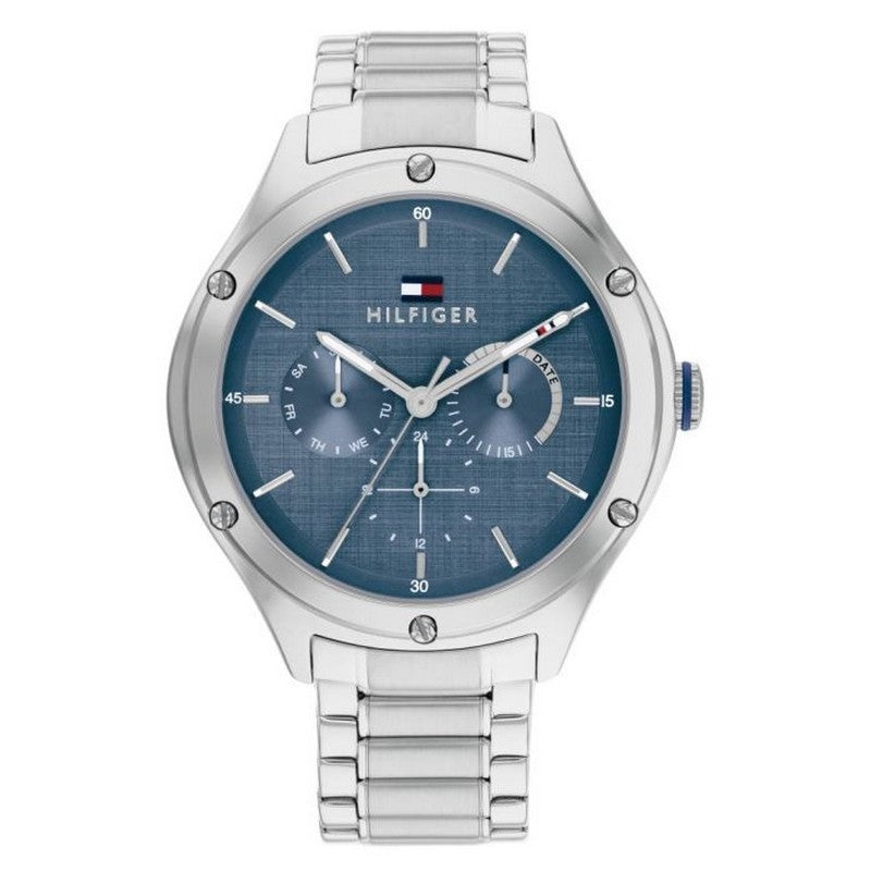 Tommy Hilfiger dameur i rustfrit stål med isblå urskive på 40 mm og klassisk urlænke