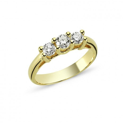 Nuran Tria ring i 14 karat guld med brillantsleben diamant – perfekt som forlovelsesring