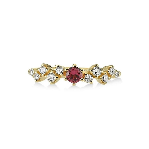 Nuran Twinkle ring i 14 kt. guld med pink turmalin og brillanter – set fra siden