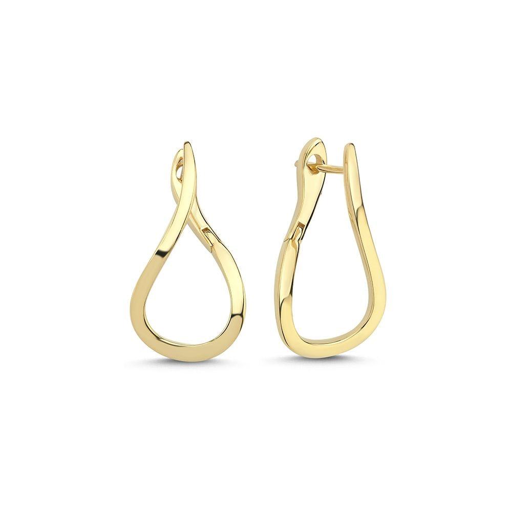 Nuran Valentina hoop-øreringe i 14 karat guld med tvistet design, set fra siden