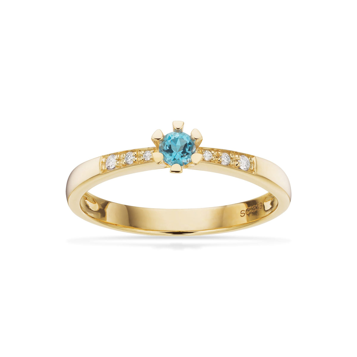 Scrouples Vida Darling ring 8 kt. guld m. 0,10 topas og brillanter på 0,04ct