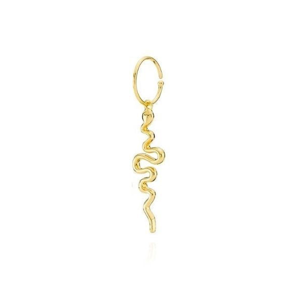Sistie Young One Snake creol i forgyldt sølv med slangemotiv, 12 mm